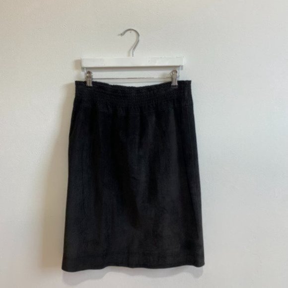 [SOLD] Vintage Black Genuine Suede Elasticated Waist Skirt Size Medium to Large - Picture 7 of 16